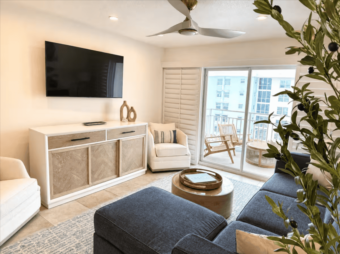 Bright, coastal-styled interior of Salt & Vine Beach House