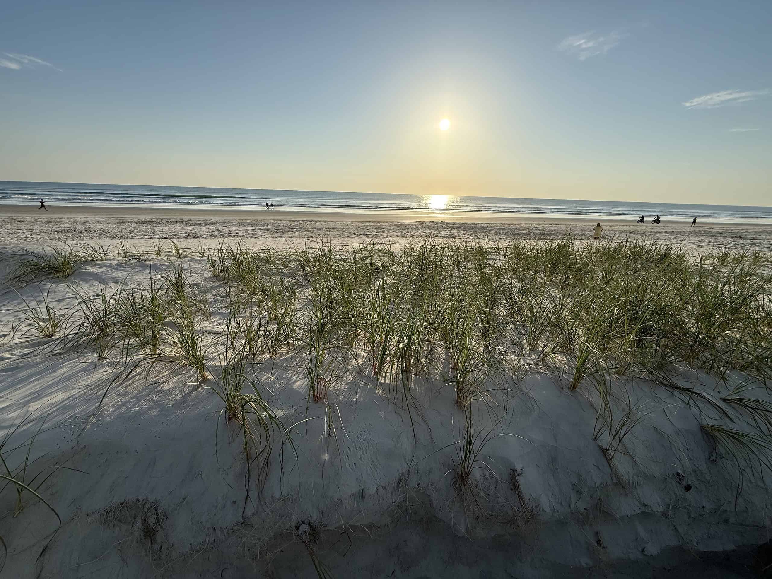 Sunrise over the Atlantic Ocean and sandy beach in New Smyrna Beach, Florida